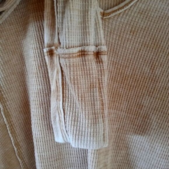 Free People Pacific Thermal Long Sleeve Rust Orange Waffle Knit Size Small - Picture 2 of 9